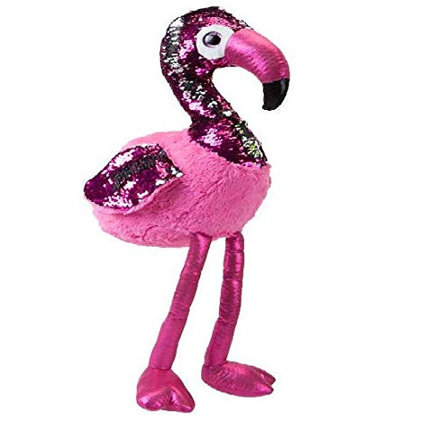 24cm Hot Pink Flamingo Soft Toy with Sequin Reveal Reversible Sequins