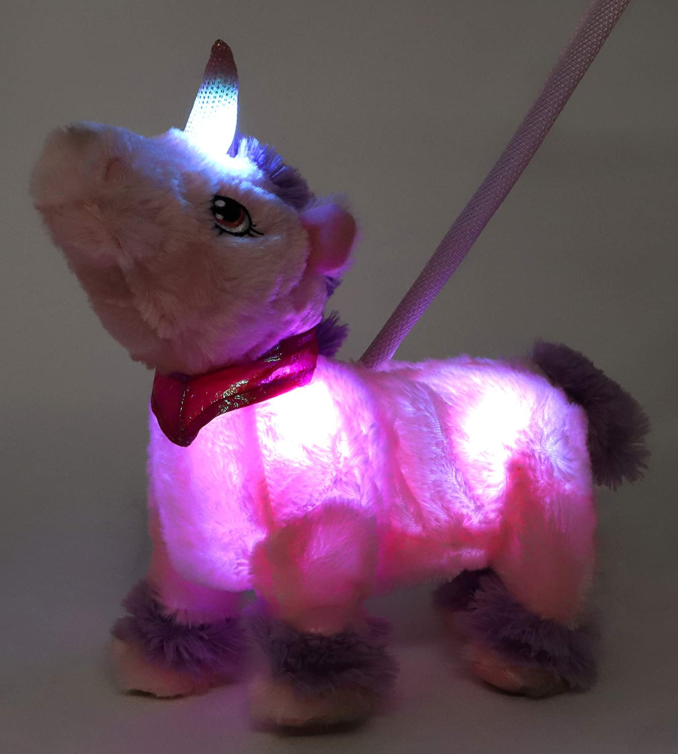 Magical Pink Light & Sound Dancing, Walking Unicorn on Folding Lead
