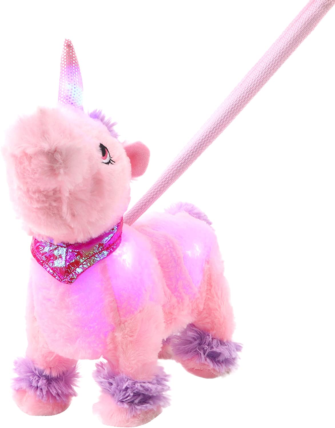 Magical Pink Light & Sound Dancing, Walking Unicorn on Folding Lead