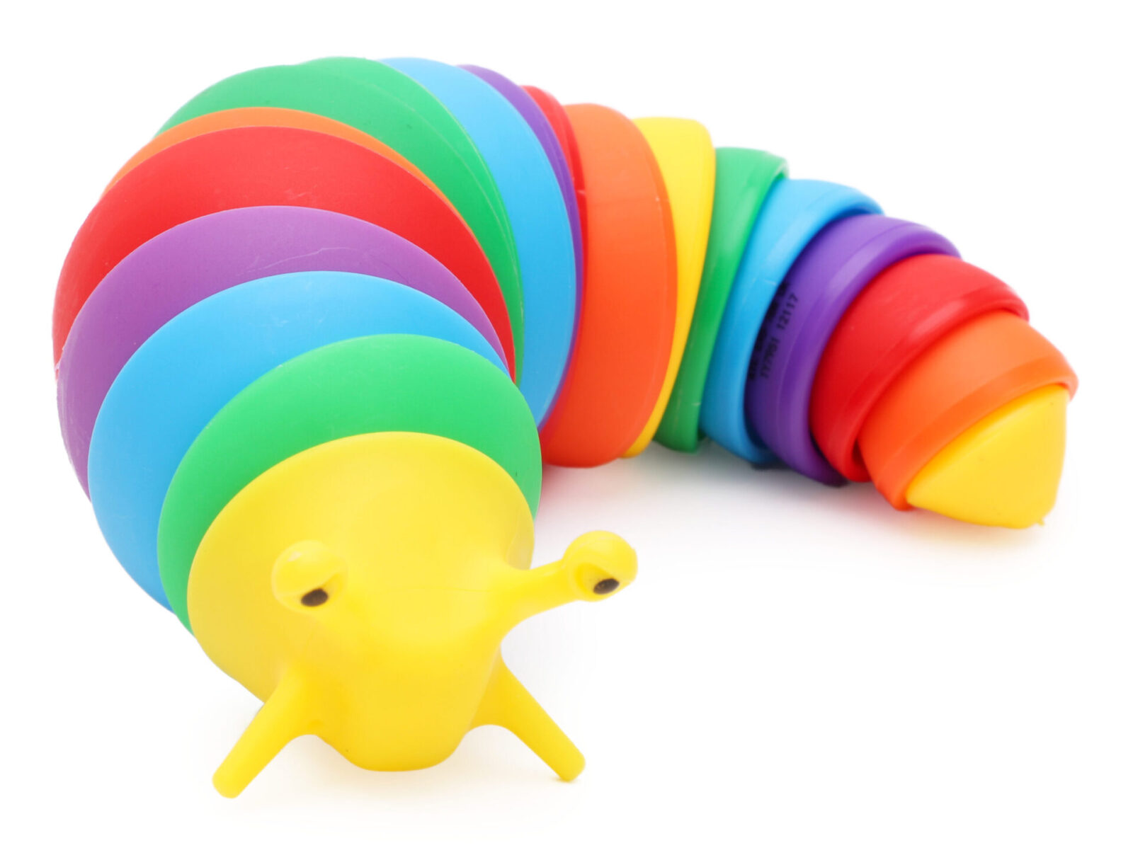 Rainbow Coloured Fidgety Noisy Slug Sensory Fidget Toys Size 19cm