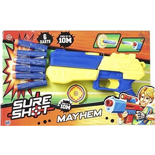 Sure Shots Mayhem Foam Dart Blaster 6 x Darts & Targets Toyland