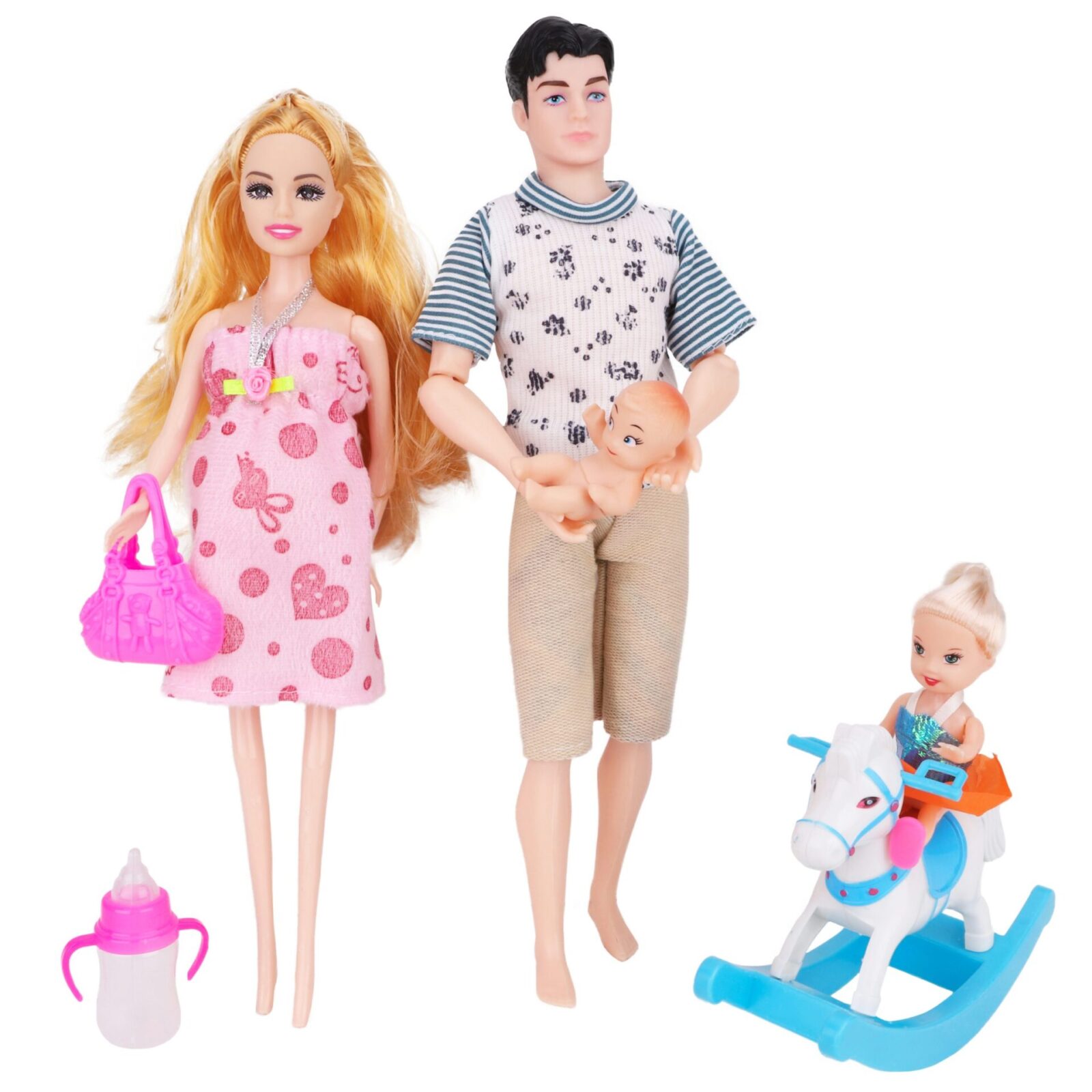Toyland® Doll Family Playset Daddy, Mummy, Toddler & Baby Bump