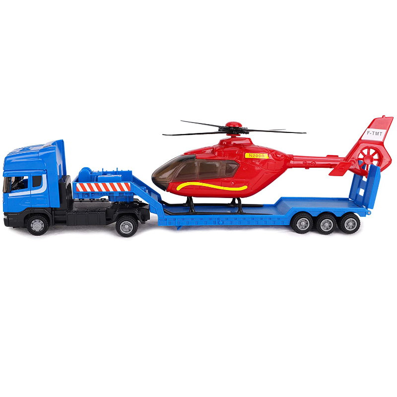Toyland® Scania Flatbed Hauler With Helicopter 148 Scale Free