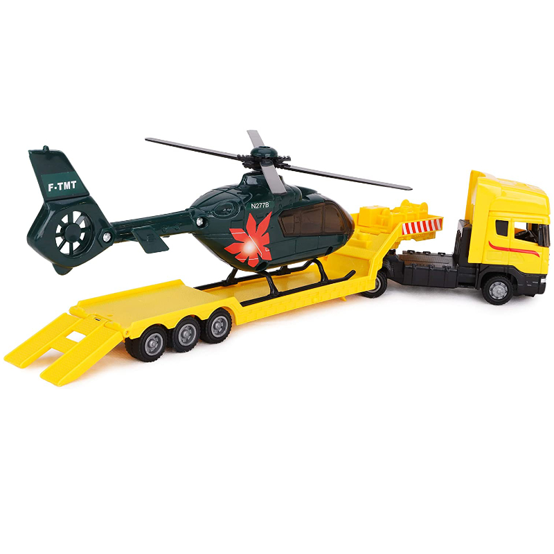 Toyland® Scania Flatbed Hauler With Helicopter 148 Scale Free