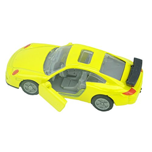 7cm Die Cast Yellow Car with Opening Door and Road Accessories