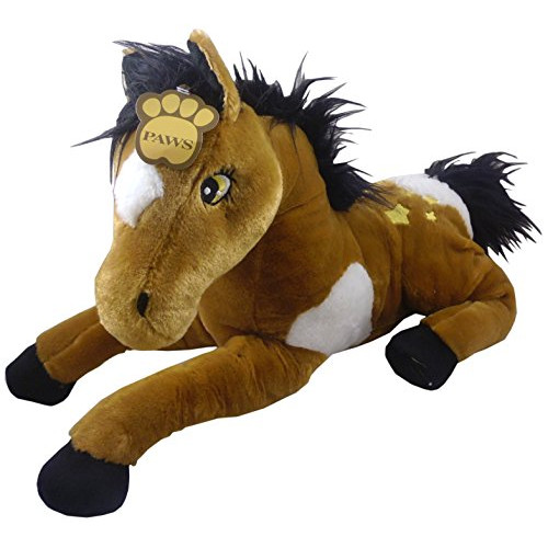 20.5 Inch Brown Horse Soft Toy with Stars and White Patches - Girls