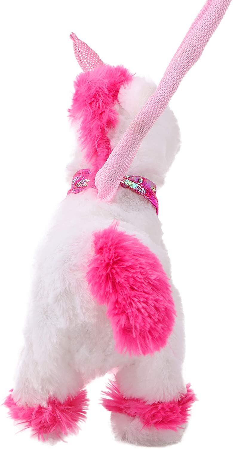 Magical White Light & Sound Dancing, Walking Unicorn on Folding Lead Toyland