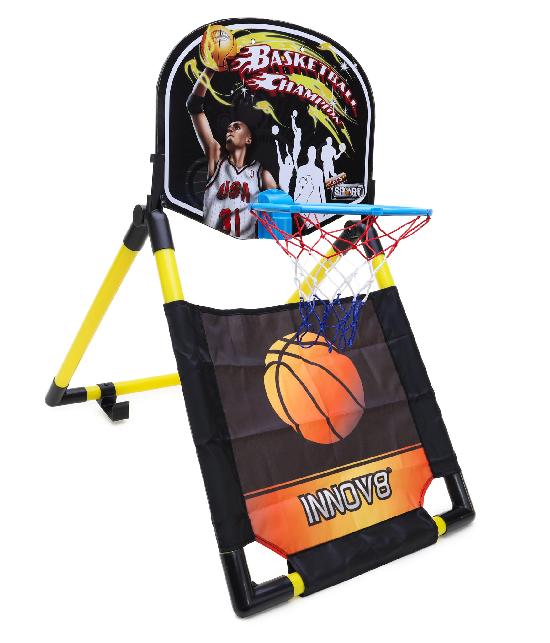 Indoor Basketball Set Including Net & Ball 2 Way Use Door & Floor (40 x 63 x 66cm) For Ages