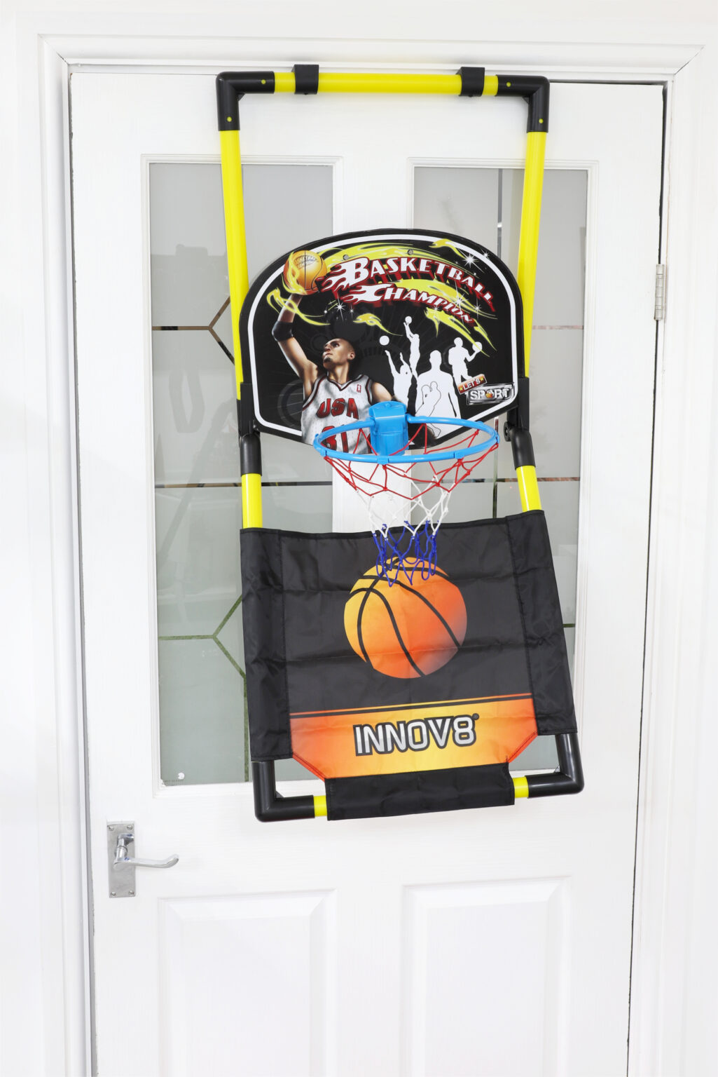 Indoor Basketball Set Including Net & Ball 2 Way Use Door & Floor