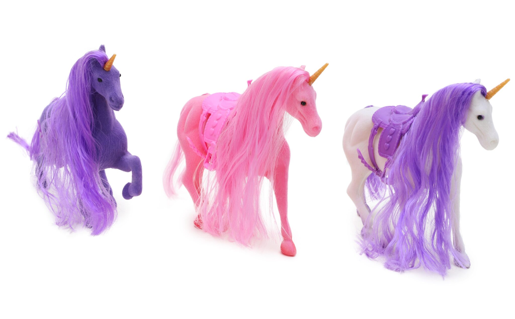 ToylandⓇ 3 Flocked Unicorns Stable Set With Accessories Fairy Tale Play Sets Electra, Astra
