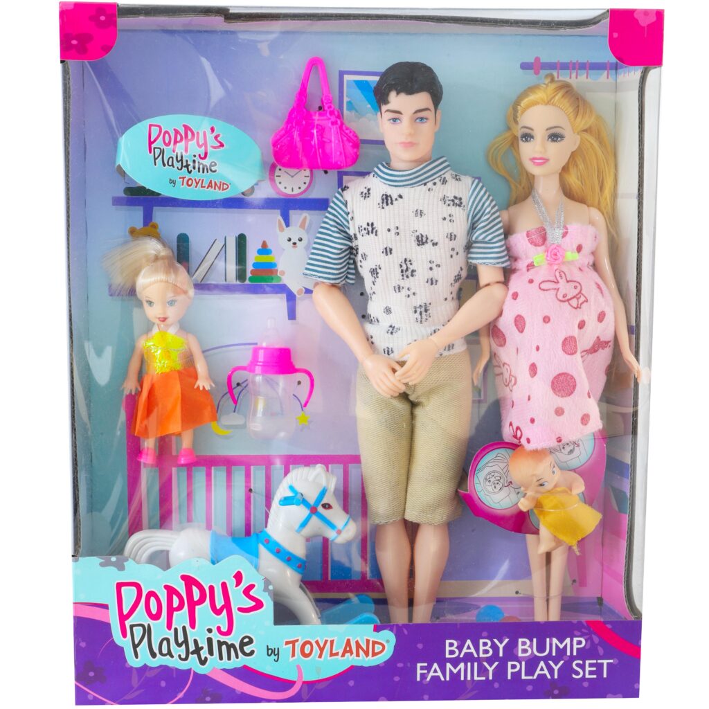 Toyland® Doll Family Playset Daddy, Mummy, Toddler & Baby Bump