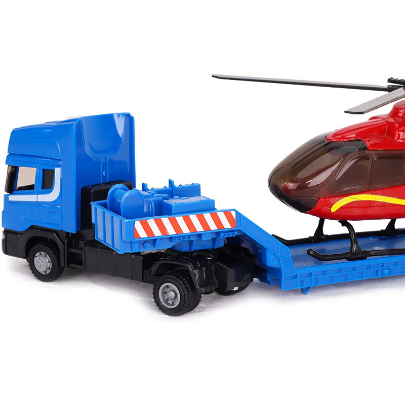 Toyland® Scania Flatbed Hauler With Helicopter 148 Scale Free