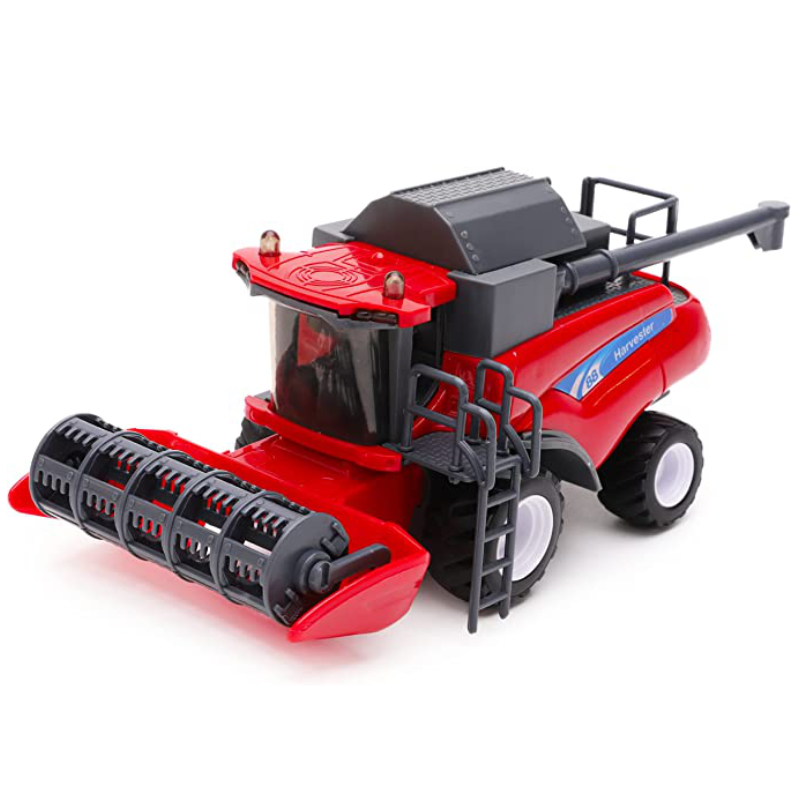 132 Scale Friction Powered Red Combine Harvester Farm Toys Size 25cm x 11cm Toyland