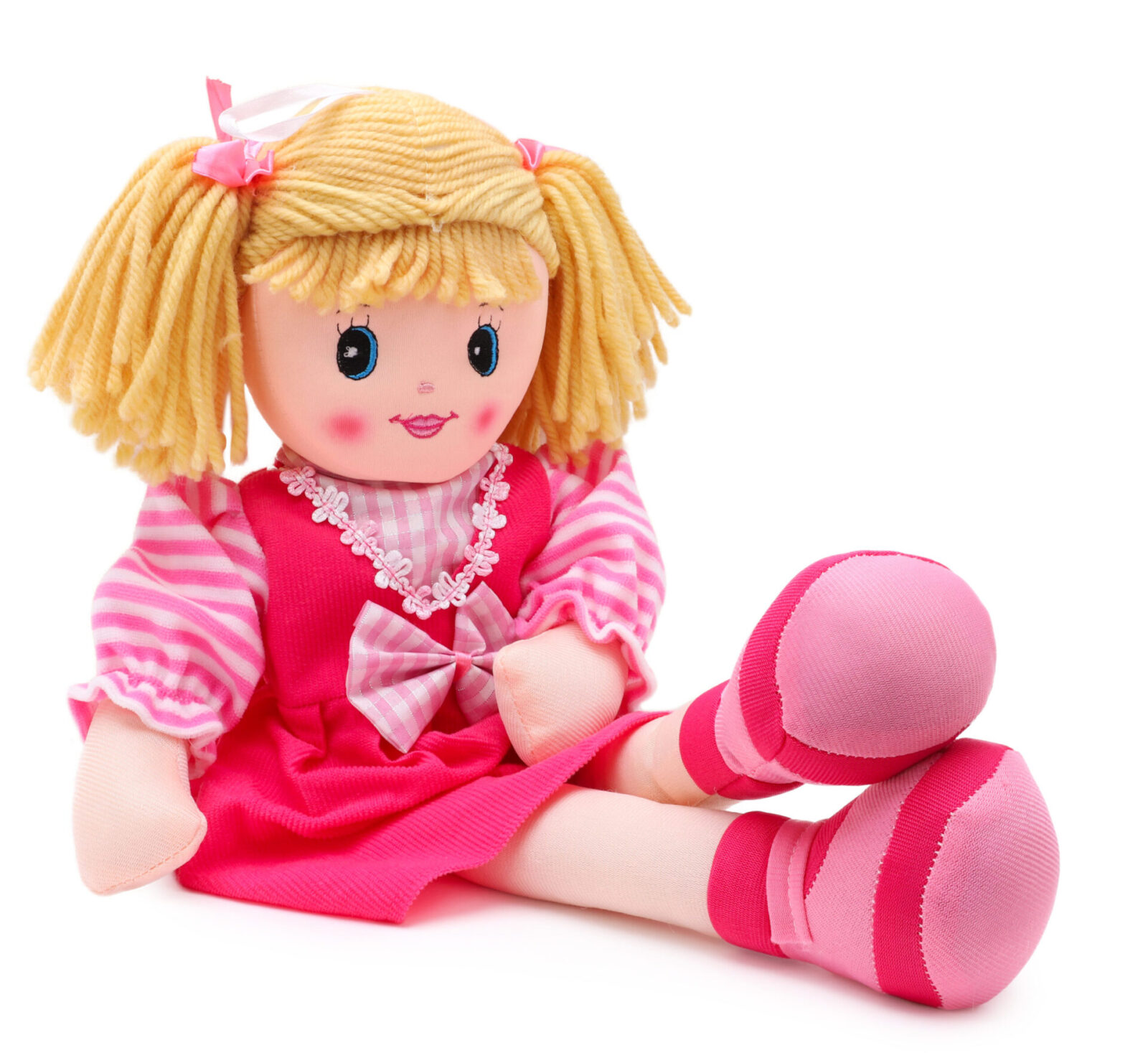 Toyland® 50cm Cuddly Ragdoll Girl Plush Toy Pink Dress with Bow and