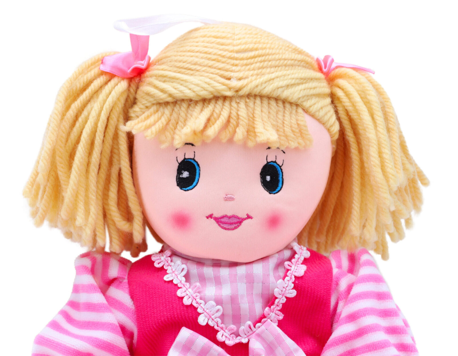 Toyland® 50cm Cuddly Ragdoll Girl Plush Toy Pink Dress with Bow and