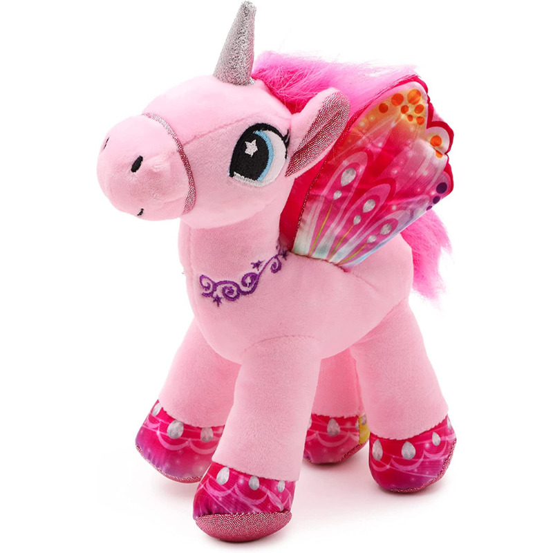 26cm (10") Plush Pink Unicorn With Colourful Pink Wings, Mane, Tail