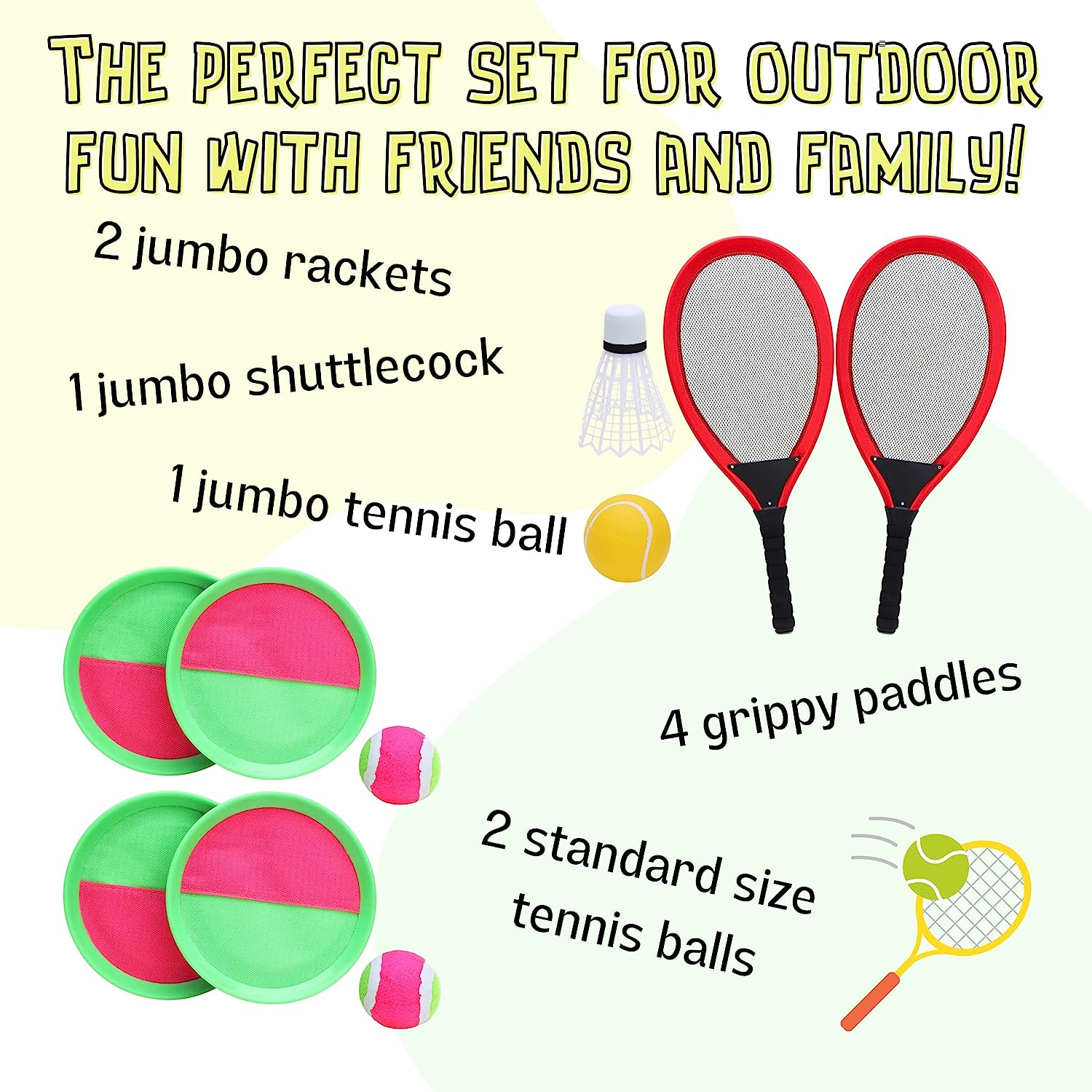 Toyland® Summer Games Activity Pack Jumbo Tennis & Badminton Set and Catch Ball Set Outdoor